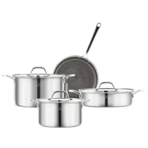 Stainless Steel Sparkle 7-Piece Non-Stick Induction Cookware Set
